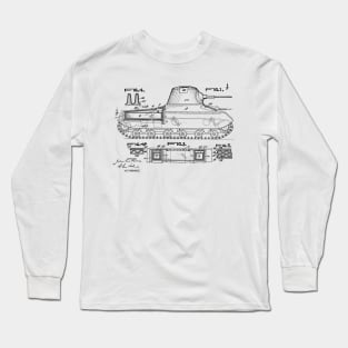 Military Tank Vintage Patent Hand Drawing Long Sleeve T-Shirt